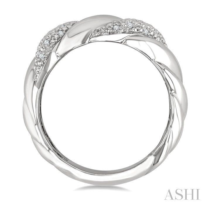 Silver Bold Ribbed Diamond Fashion Band