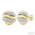 Gold Vermeil Bold Ribbed Diamond Fashion Earrings