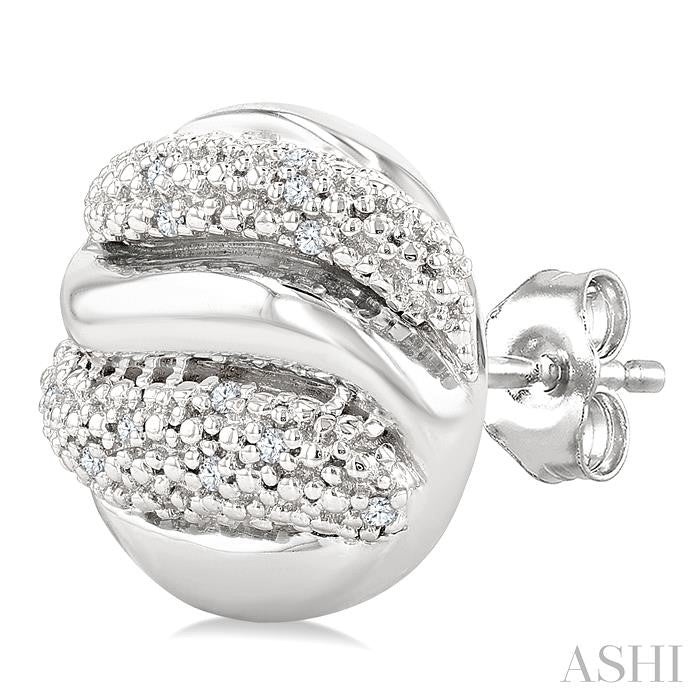 Silver Bold Ribbed Diamond Fashion Earrings