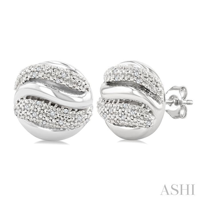Silver Bold Ribbed Diamond Fashion Earrings