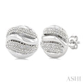 Silver Bold Ribbed Diamond Fashion Earrings
