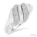 Silver Bold Ribbed Diamond Fashion Band