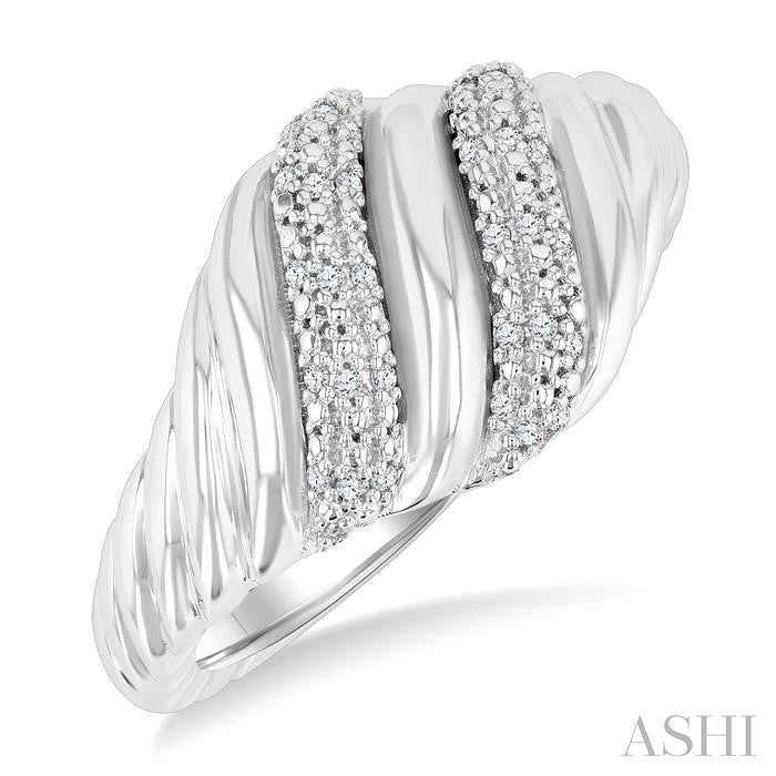 Silver Bold Ribbed Diamond Fashion Band