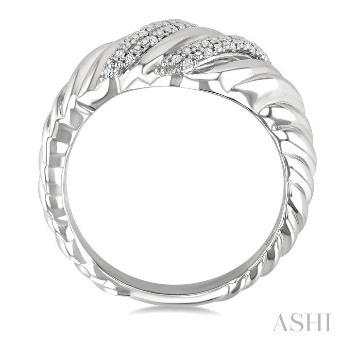 Silver Bold Ribbed Diamond Fashion Band