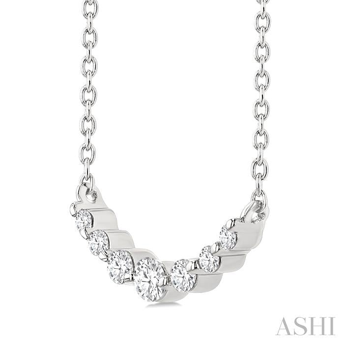 Silver Graduated Petite Diamond Fashion Smile Necklace
