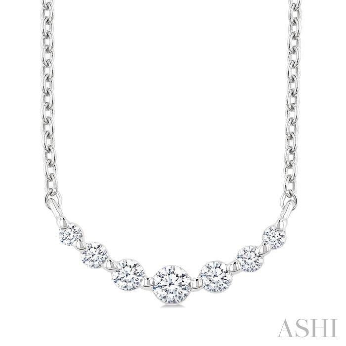 Silver Graduated Petite Diamond Fashion Smile Necklace