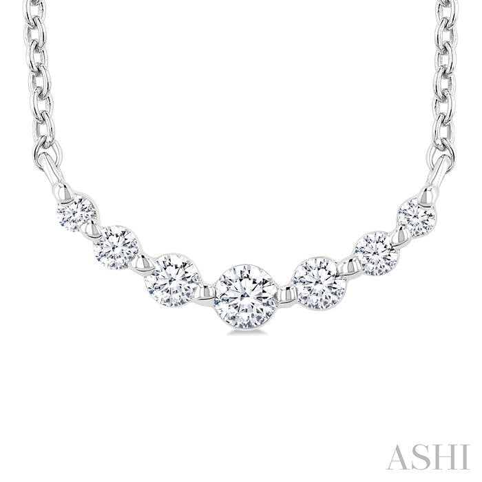 Silver Graduated Petite Diamond Fashion Smile Necklace