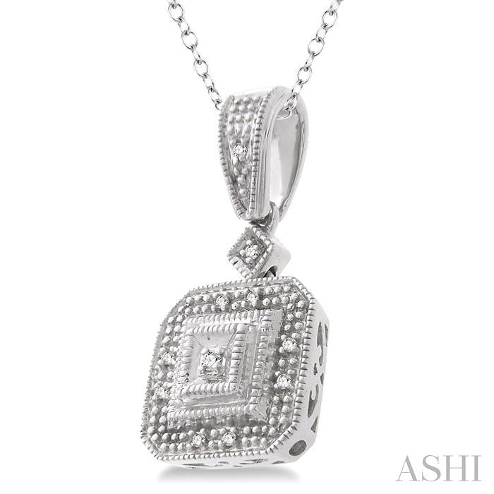 Silver Cushion Shape Diamond Pendant