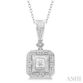 Silver Cushion Shape Diamond Pendant