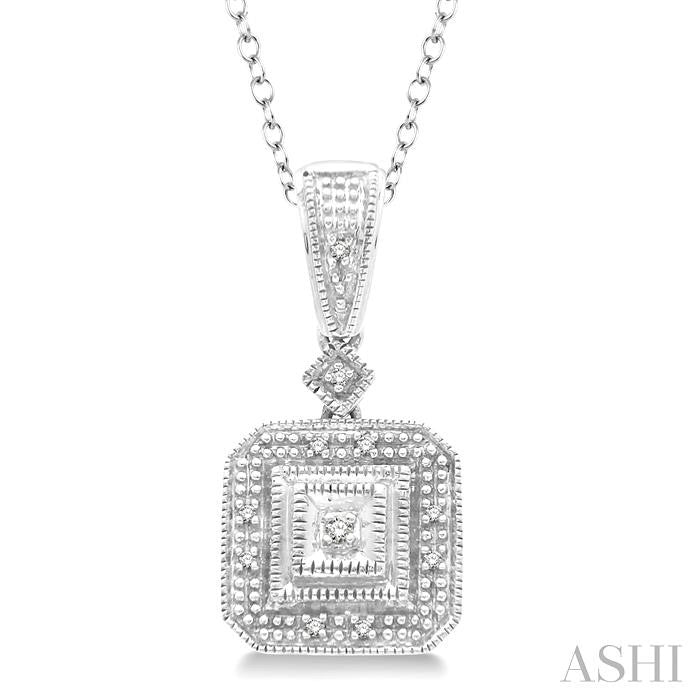 Silver Cushion Shape Diamond Pendant