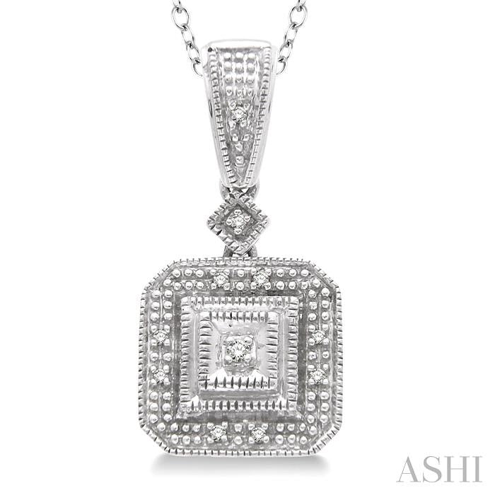 Silver Cushion Shape Diamond Pendant
