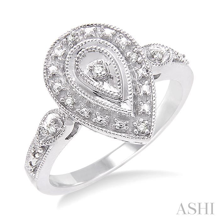 Silver Pear Shape Diamond Ring