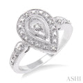 Silver Pear Shape Diamond Ring