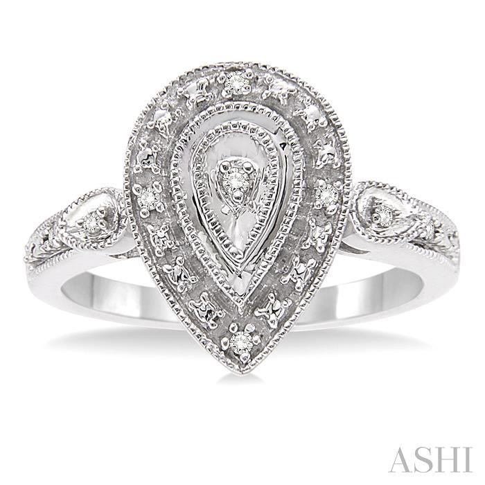 Silver Pear Shape Diamond Ring