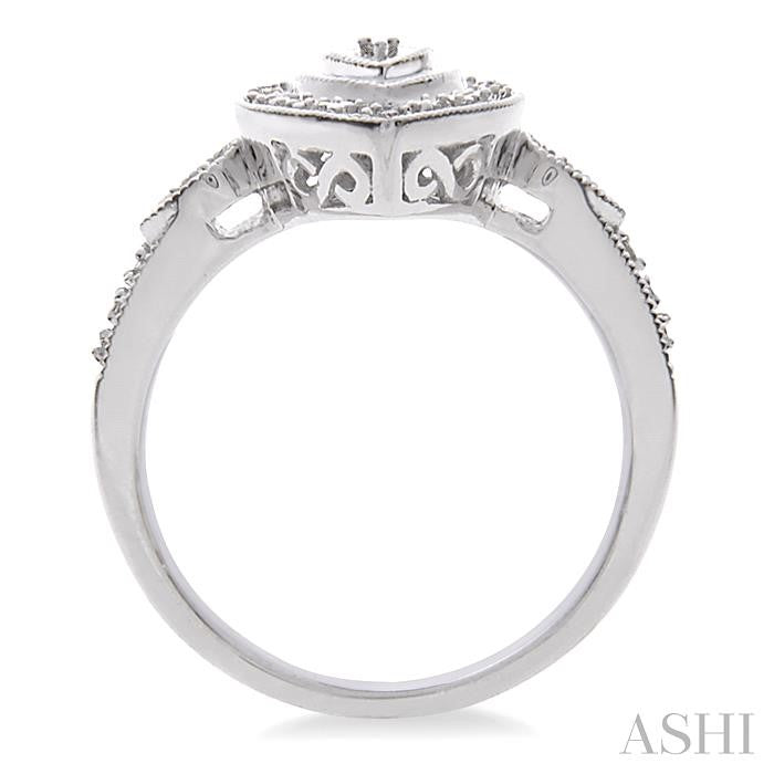 Silver Pear Shape Diamond Ring
