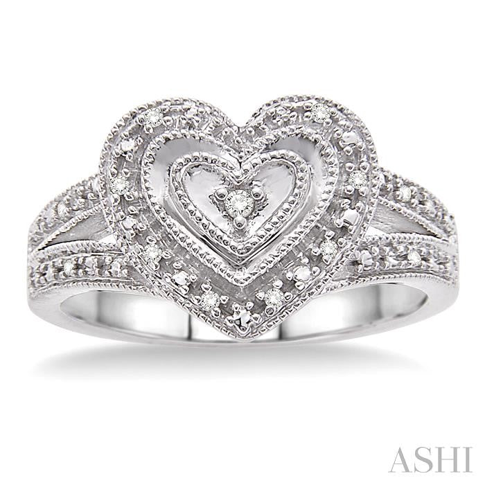Silver Heart Shape Diamond Fashion Ring