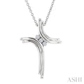 Silver  3 Stone Cross Diamond Fashion Pendant