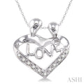 Silver Heart Shape Mom & Child Diamond Fashion Pendant