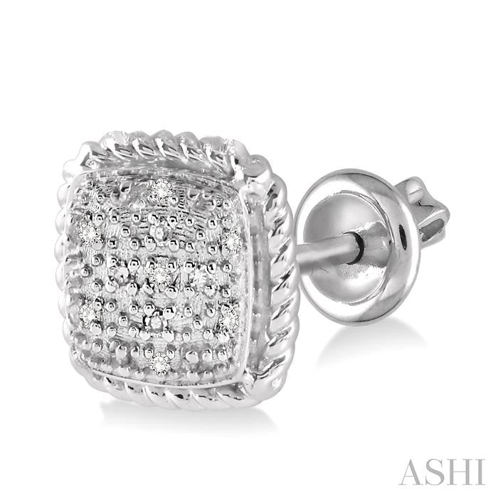 Silver Cushion Shape Diamond Earrings