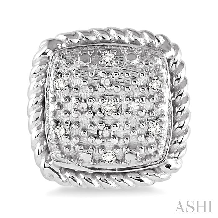 Silver Cushion Shape Diamond Earrings