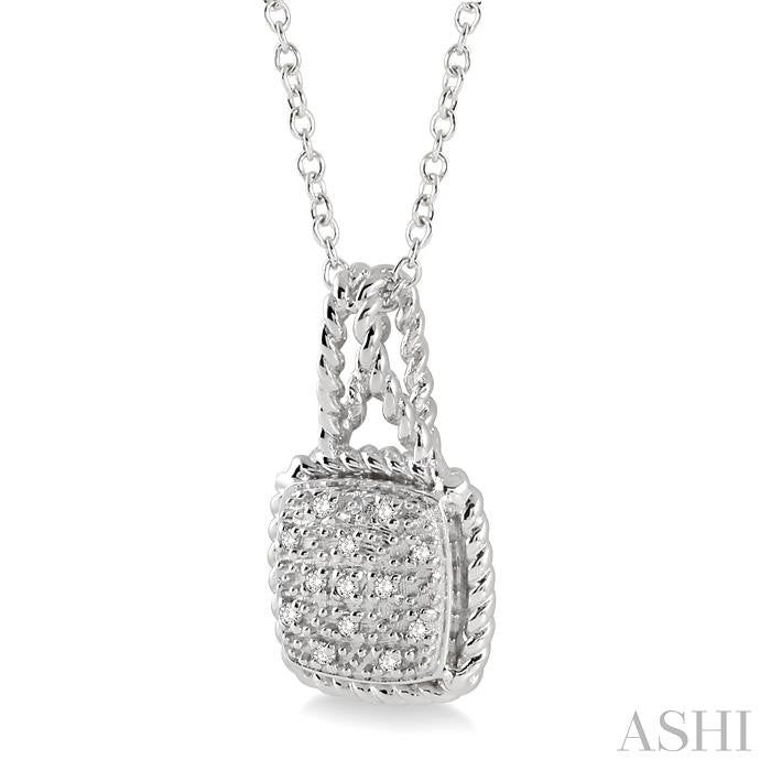 Silver Cushion Shape Diamond Pendant