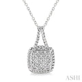 Silver Cushion Shape Diamond Pendant