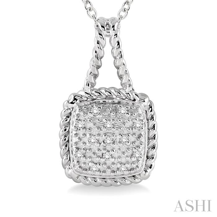 Silver Cushion Shape Diamond Pendant