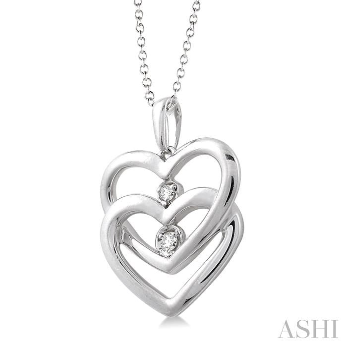 Silver Twin Heart Shape Diamond Fashion Pendant