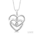 Silver Twin Heart Shape Diamond Fashion Pendant