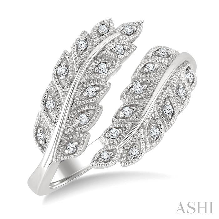Silver Leaf Diamond Fashion Ring