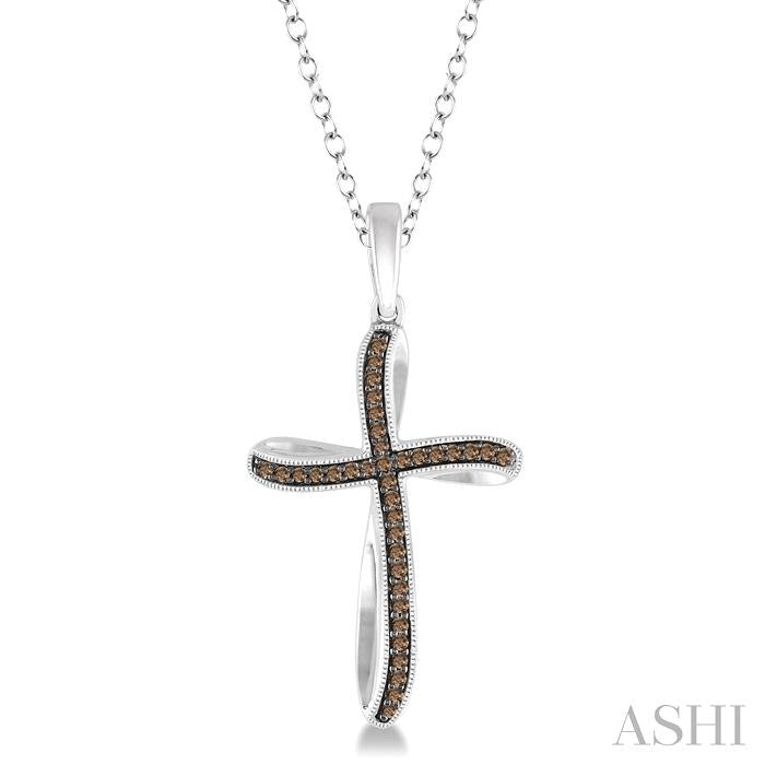 Silver Cross Champagne Diamond Fashion Pendant