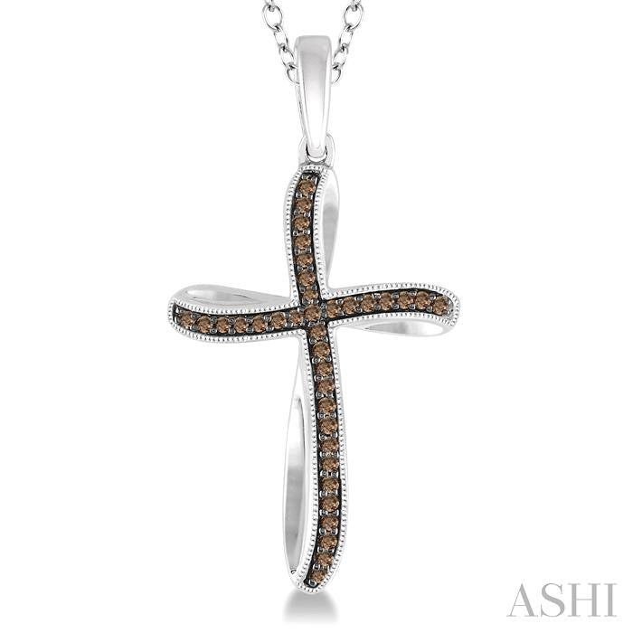 Silver Cross Champagne Diamond Fashion Pendant
