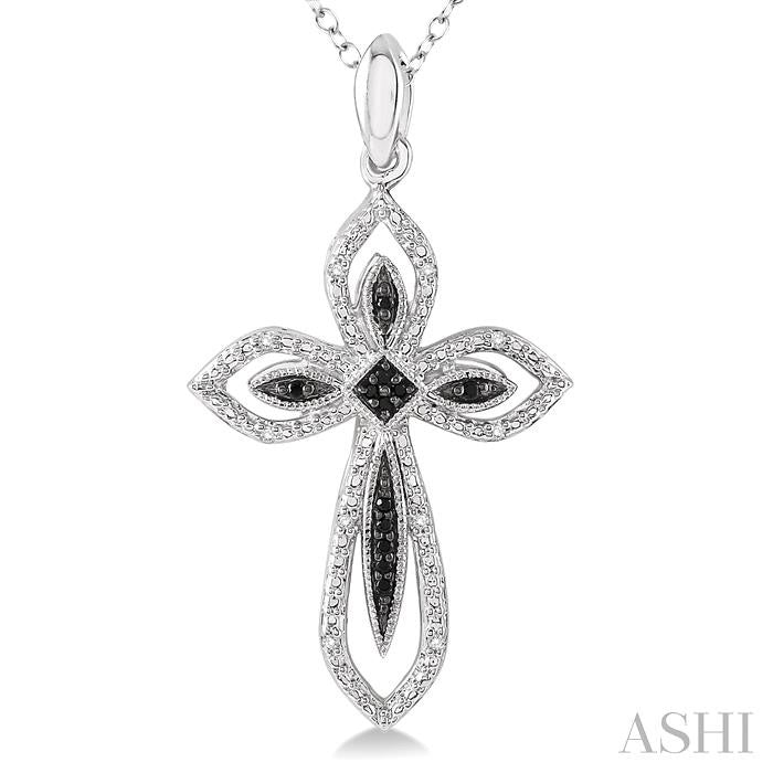 Silver Cross Black Diamond Fashion Pendant
