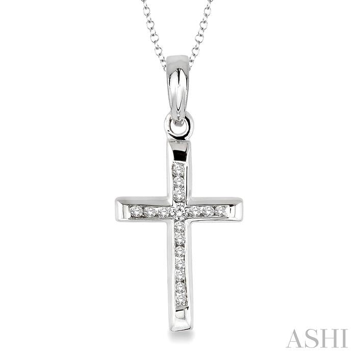 Silver Cross Channel Set Diamond Fashion Pendant