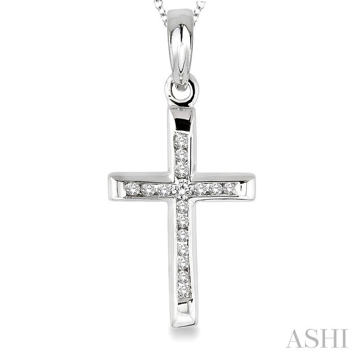 Silver Cross Channel Set Diamond Fashion Pendant