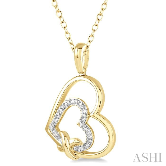 Gold Vermeil Double Heart Shape Diamond Fashion Pendant
