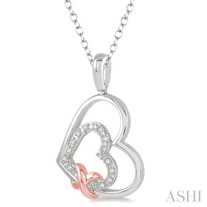 Silver Double Heart Shape Diamond Fashion Pendant