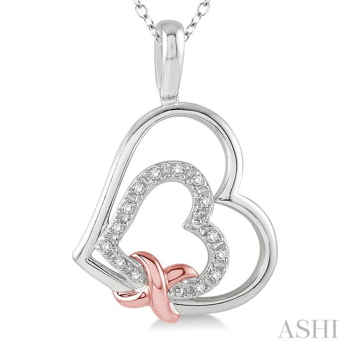 Silver Double Heart Shape Diamond Fashion Pendant