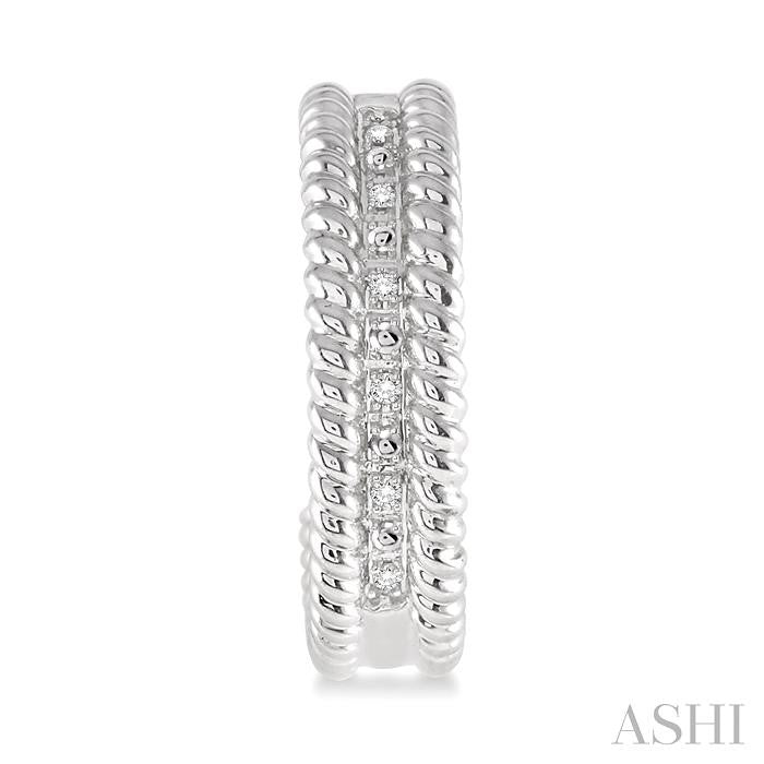 Silver Rope Diamond Half Hoop Earrings