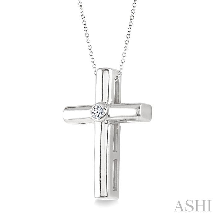 Silver Cross Diamond Fashion Pendant