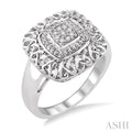Silver Cushion Shape Diamond Ring
