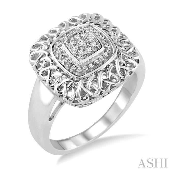 Silver Cushion Shape Diamond Ring