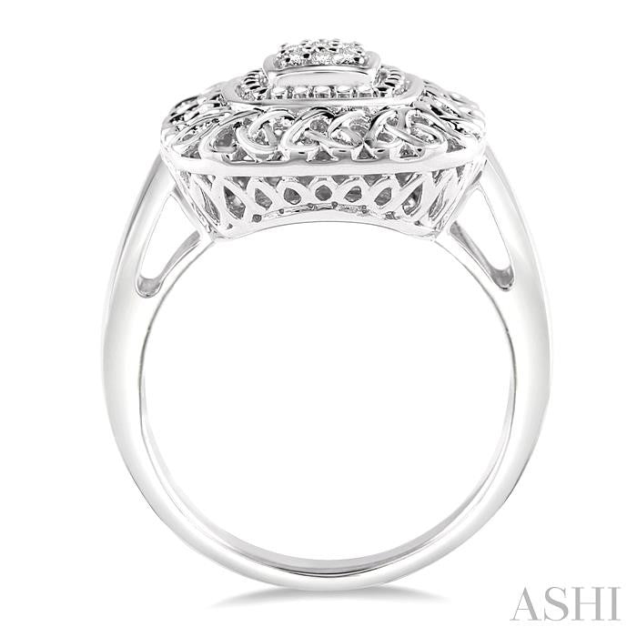 Silver Cushion Shape Diamond Ring