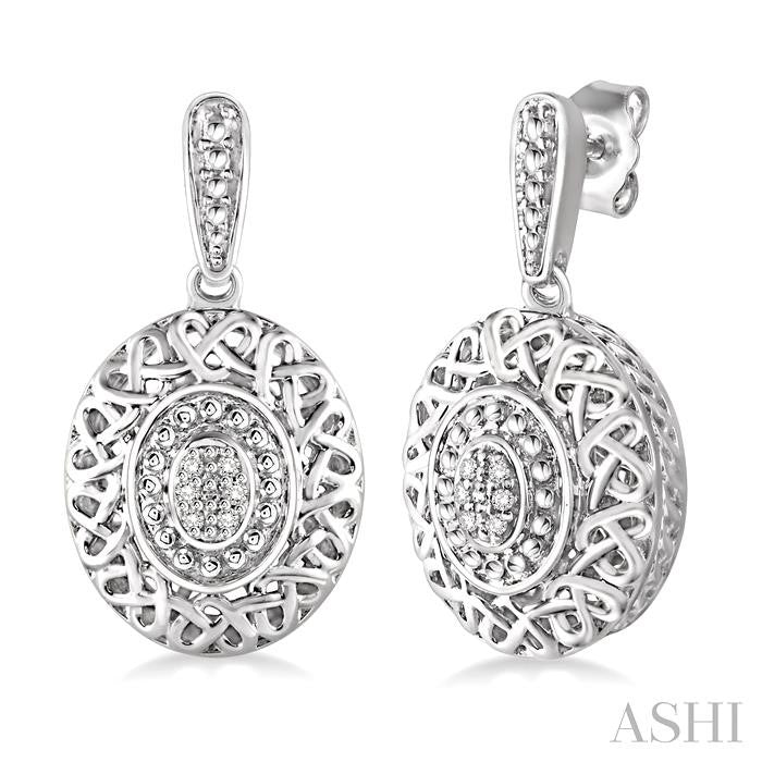 Silver Oval Shape Diamond Earrings