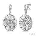 Silver Oval Shape Diamond Earrings