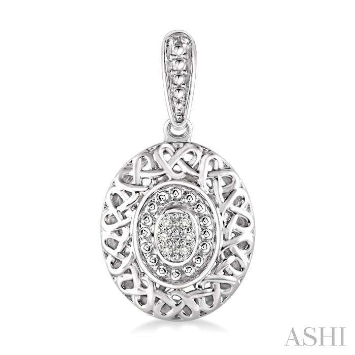 Silver Oval Shape Diamond Earrings