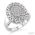 Silver Oval Shape Diamond Ring