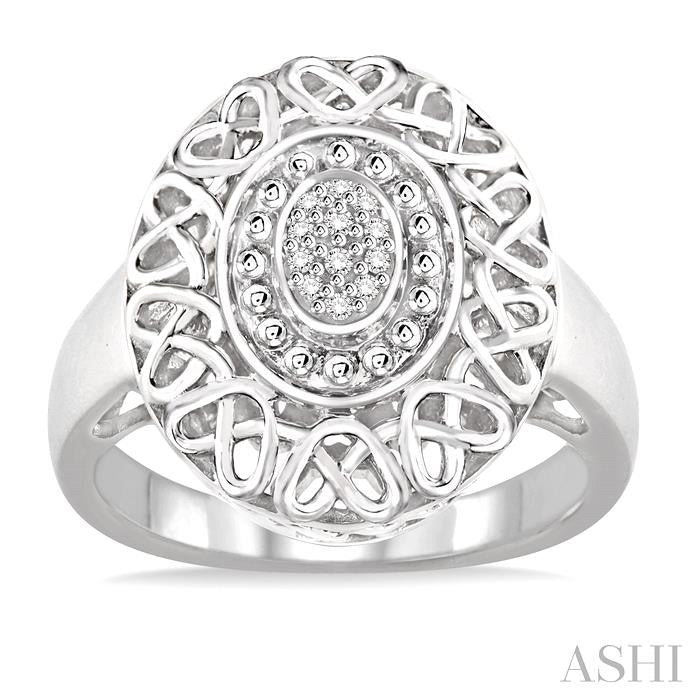 Silver Oval Shape Diamond Ring