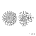 Silver Bead Bijoux Round Diamond Earrings