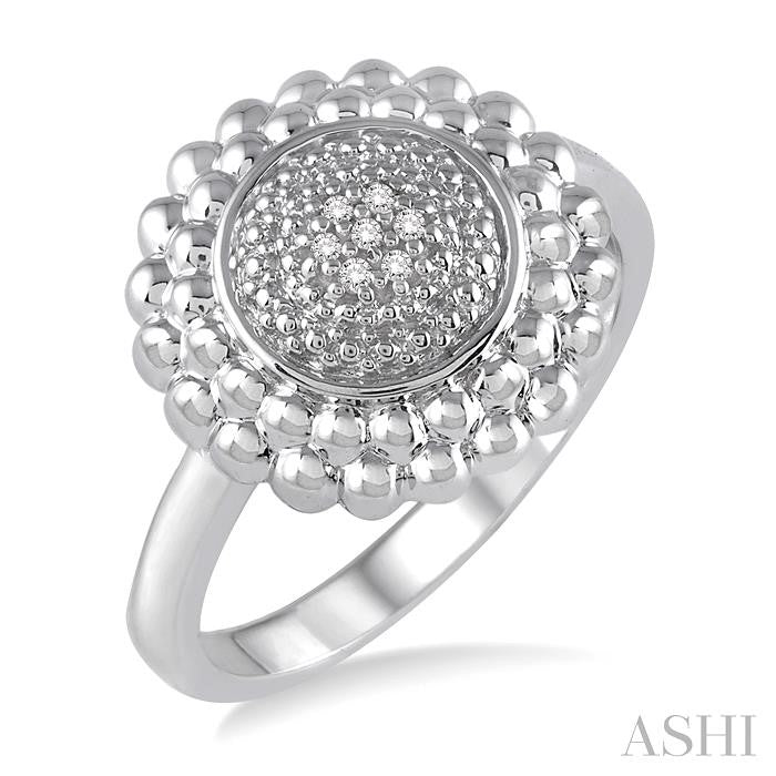 Silver Bead Bijoux Round Diamond Ring